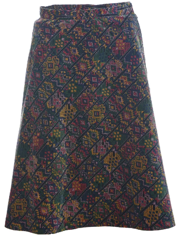 Aztec Print A-line Skirt - S wrap skirt elegant