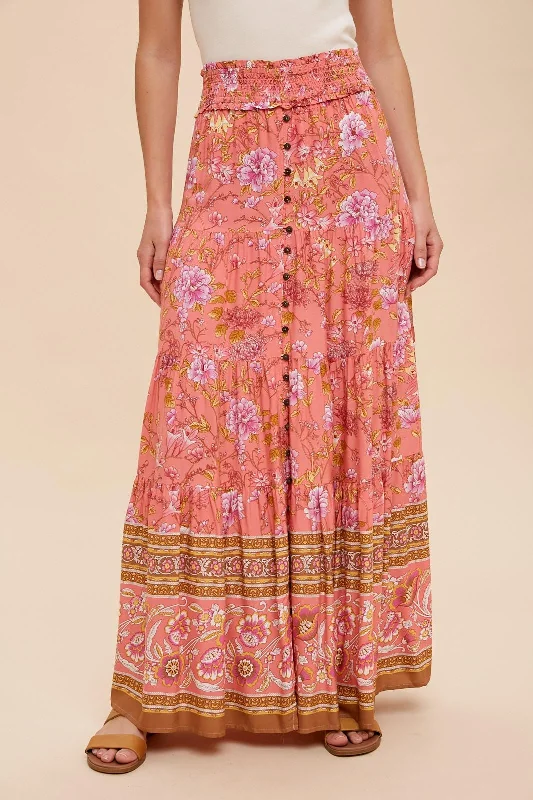 Watermelon Boho Maxi Skirt velvet skirt rich