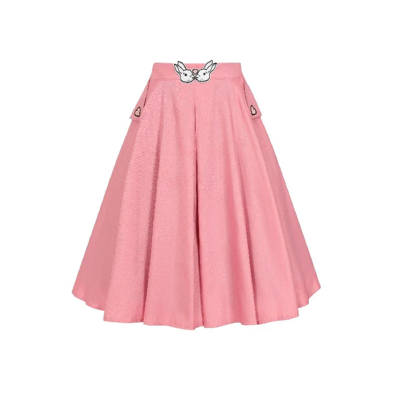 Banned Bunny Hop Skirt in Pink belted skirt waist