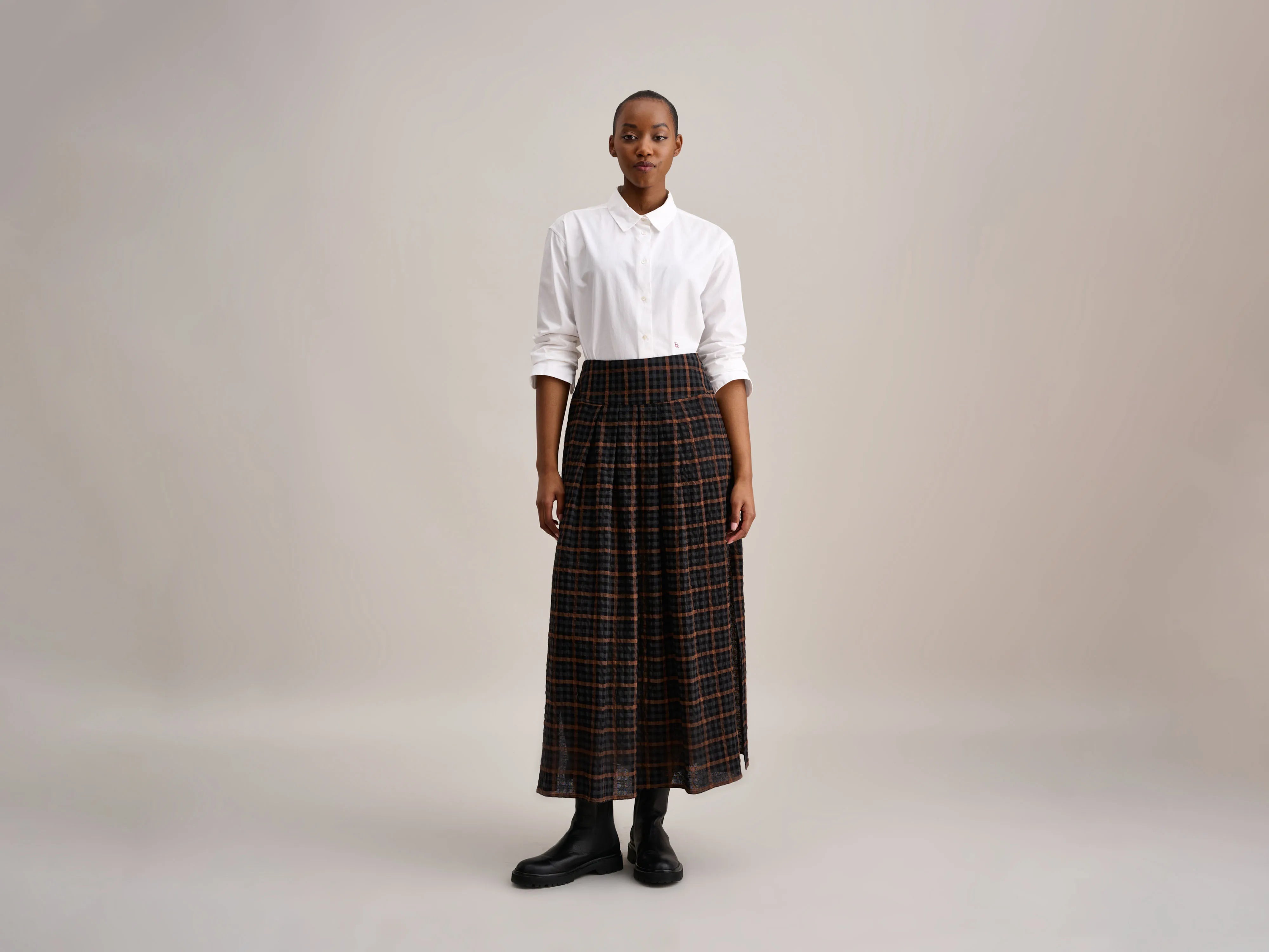 Vinna Skirt (232 / W / CHECK A) pleated skirt texture