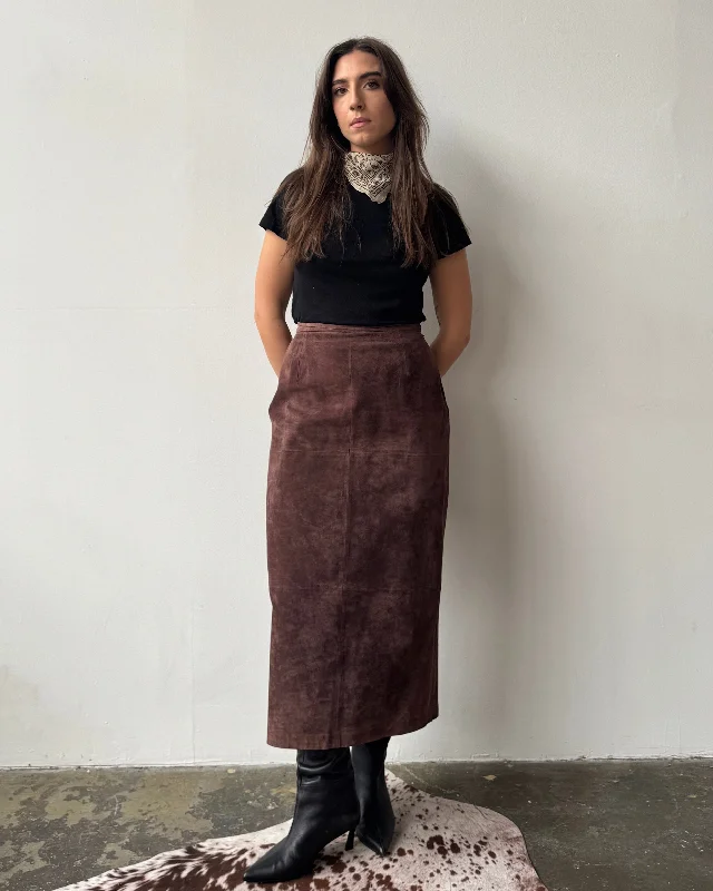 Cocoa Suede Skirt- 4/6 lace skirt delicate