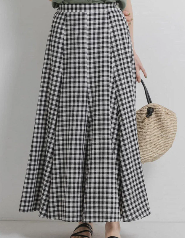 Versatile Casual Linen Gingham Skirt boho skirt vibe