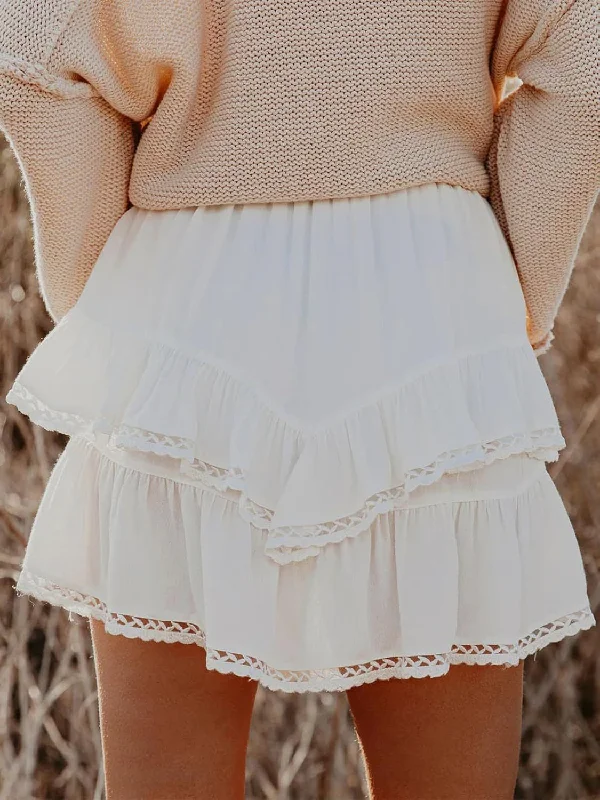 Hazel Blues® |  Lovelet Lace Detail Layered Skirt cashmere skirt soft