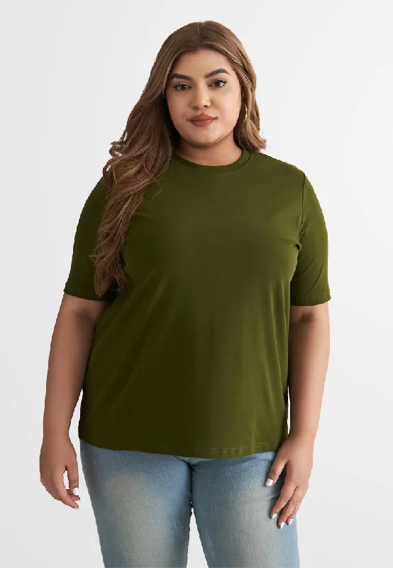 Cleo Premium Cotton Short Sleeve Tshirt - Army Green