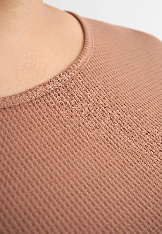 Wanda Casual Waffle Long Tee - Brown