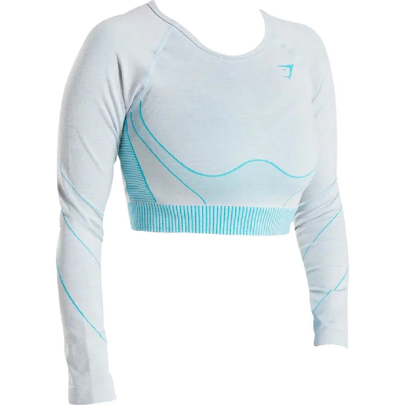 Gymshark Hyper Amplify Seamless Womens Long Sleeve Crop Top - Blue