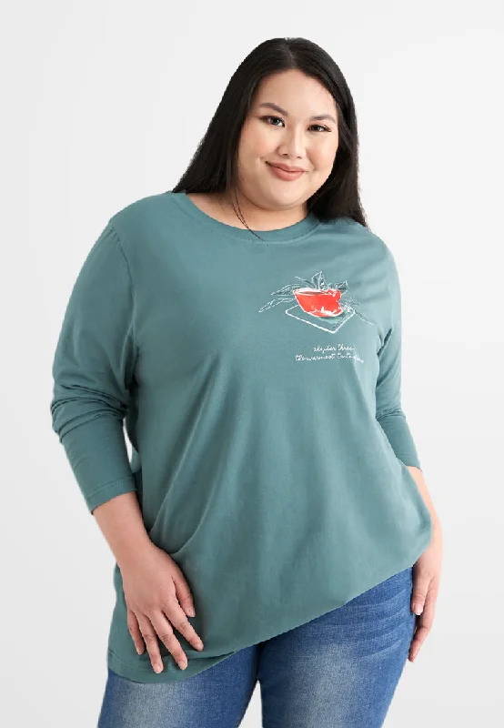 Appreciate Long Sleeve Single Jersey Graphic Tee - Green Coffee