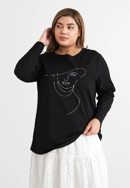 Outline Lady Women's Day 2022 Single Jersey Graphic Tee - Black