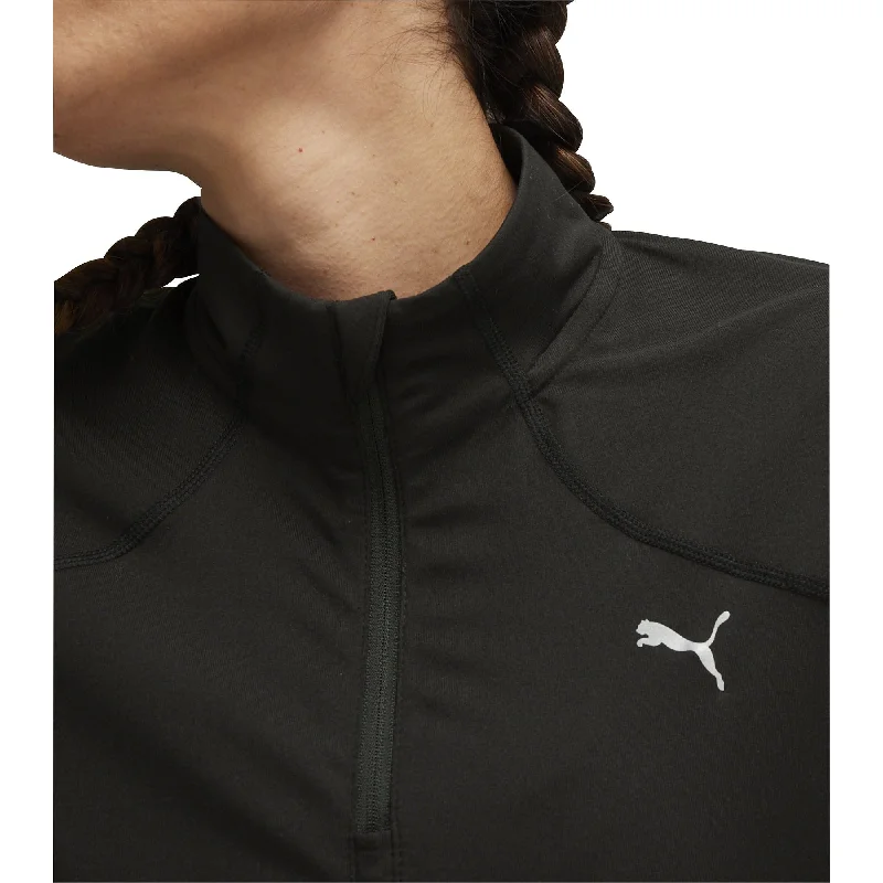 Puma Run Cloudspun Half Zip Long Sleeve Womens Running Top - Black