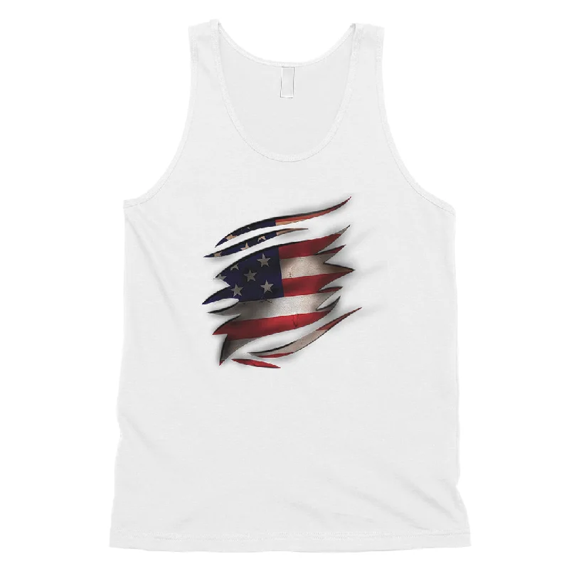 American Flag Ripped Mens Graphic 4th of July Tank Top Gift For Him