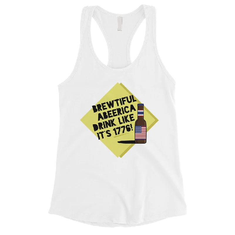 Brewtiful Abeerica Womens Funny 4th of July Racerback Tank Top Gift