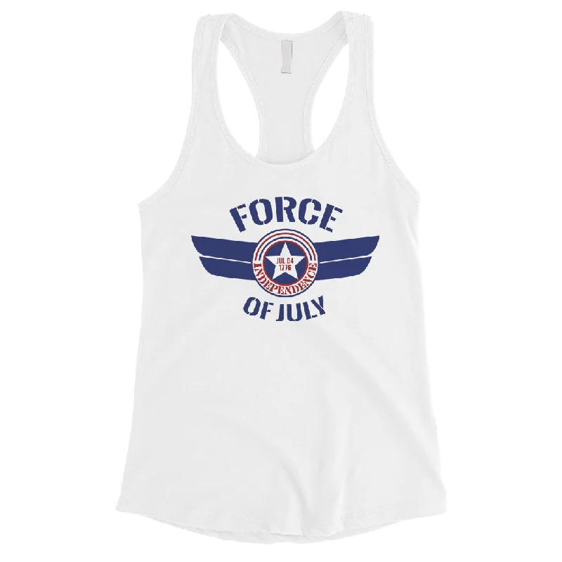 Force Of July Womens Racerback Workout Tank Top 4th Of July Outfit