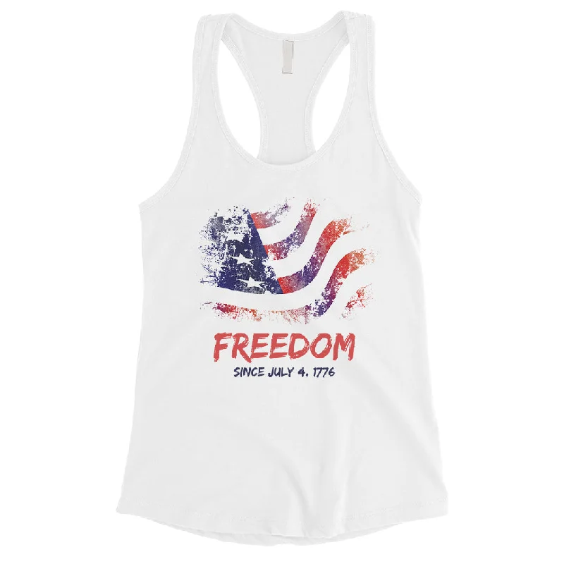 Freedom Since July 4th Tank Top Womens Cute Workout Gym Tank Top