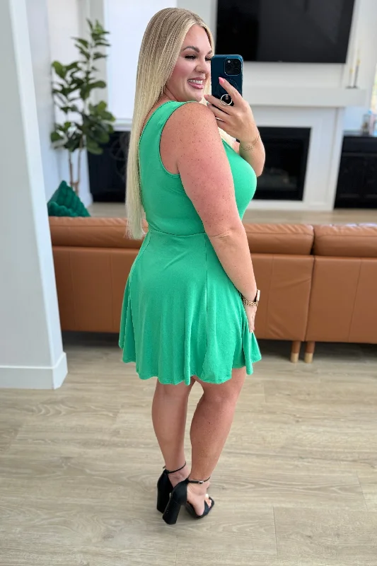 Gorgeous in Green Sleeveless Skort Dress