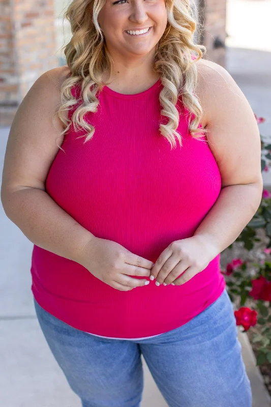 Tara Ribbed Tank - Hot Pink