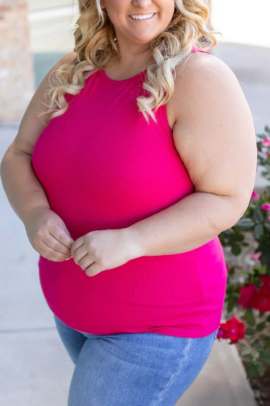 Tara Ribbed Tank - Hot Pink