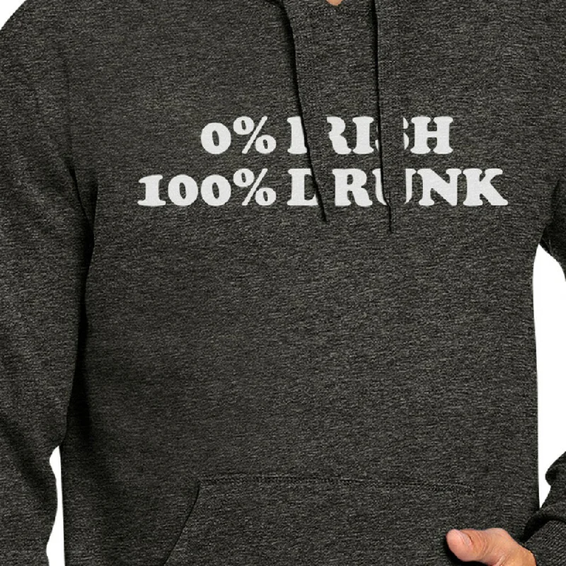 0% Irish 100% Drunk Dark Grey Funny Graphic HoodieGifts For Him