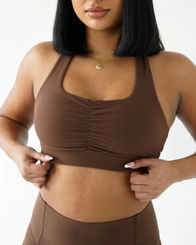 PERFORMANCE SCRUNCH BRA - Clay