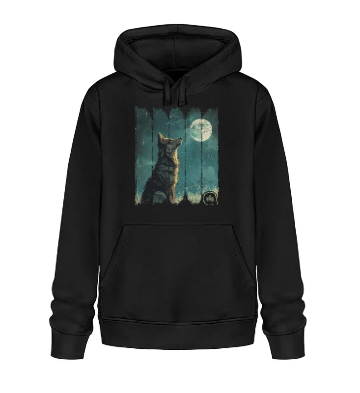 Wolf bei Nacht - Bio Unisex Hoodie (BASIC)