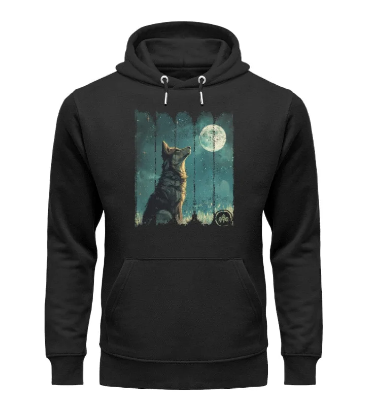 Wolf bei Nacht - Bio Unisex Hoodie (PREMIUM)