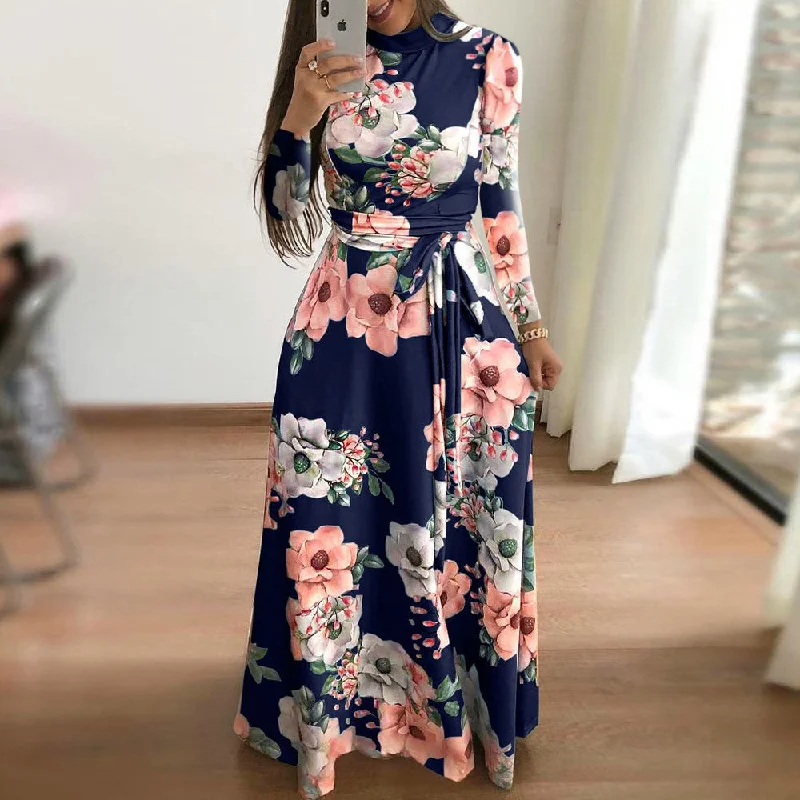 2022 European Clothing Plus Size Women Clothing Casual Dress 4xl 5xl Floral Layered Ruffle Off Shoulder Plus Size Maxi Dress