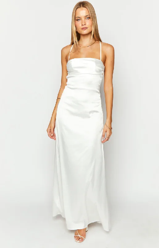 Blaise White Satin Maxi Dress