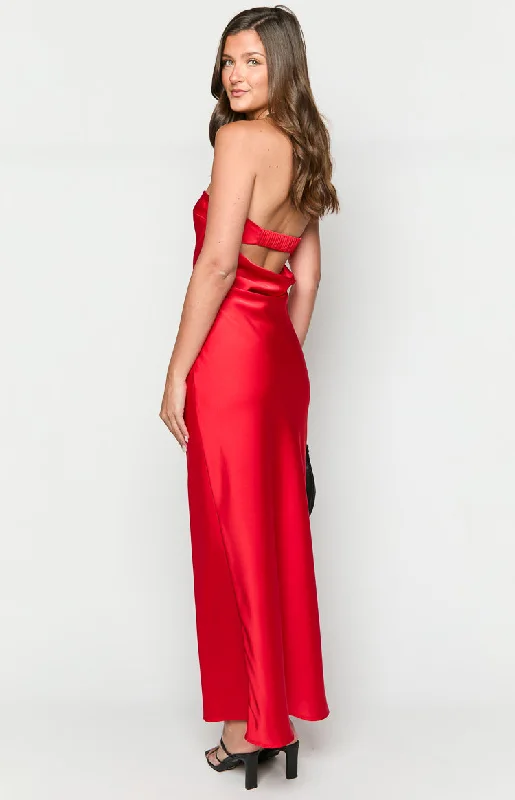 Cassander Red Strapless Maxi Dress