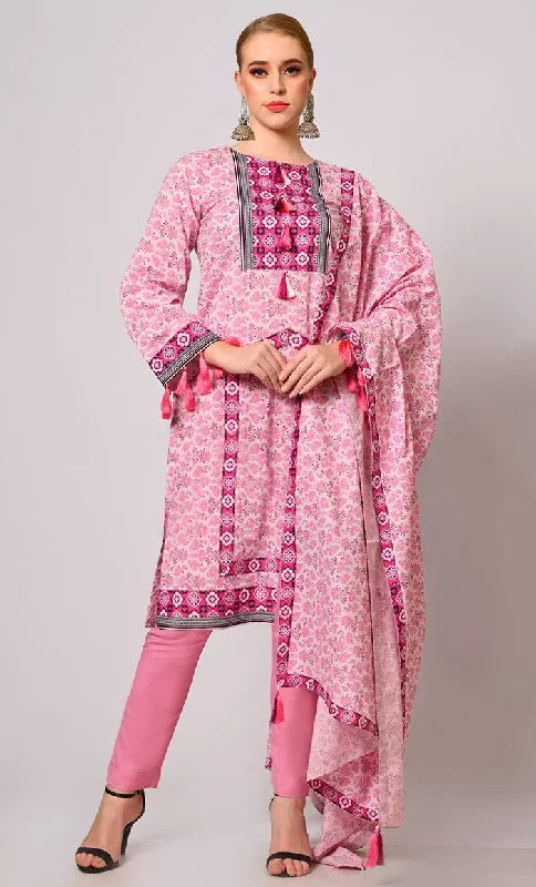 Traditional Charm, Modern Style: 3 Pc Pink Salwar Kameez