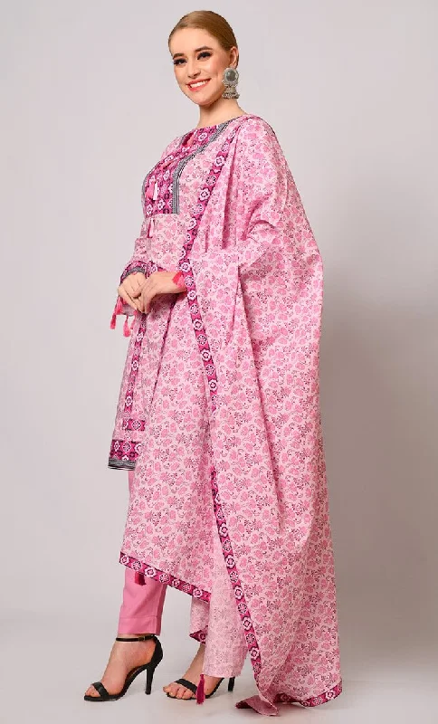 Traditional Charm, Modern Style: 3 Pc Pink Salwar Kameez