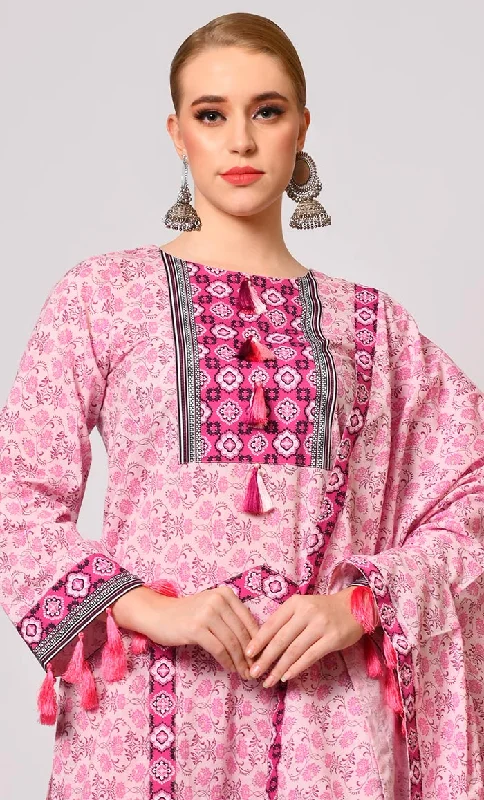 Traditional Charm, Modern Style: 3 Pc Pink Salwar Kameez