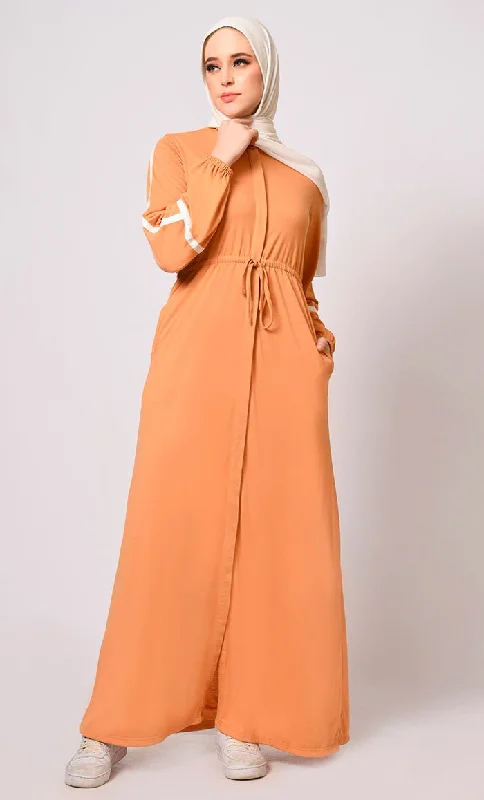 Modest Athleisure Sporty Honey Sand Abaya with Pockets