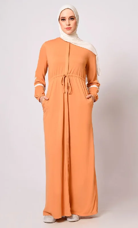 Modest Athleisure Sporty Honey Sand Abaya with Pockets