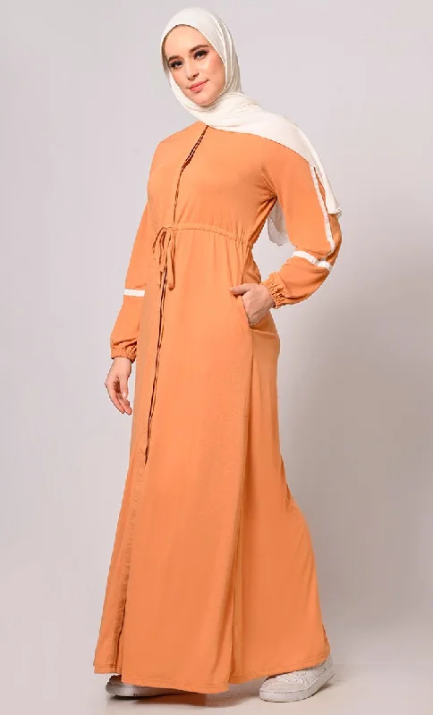 Modest Athleisure Sporty Honey Sand Abaya with Pockets