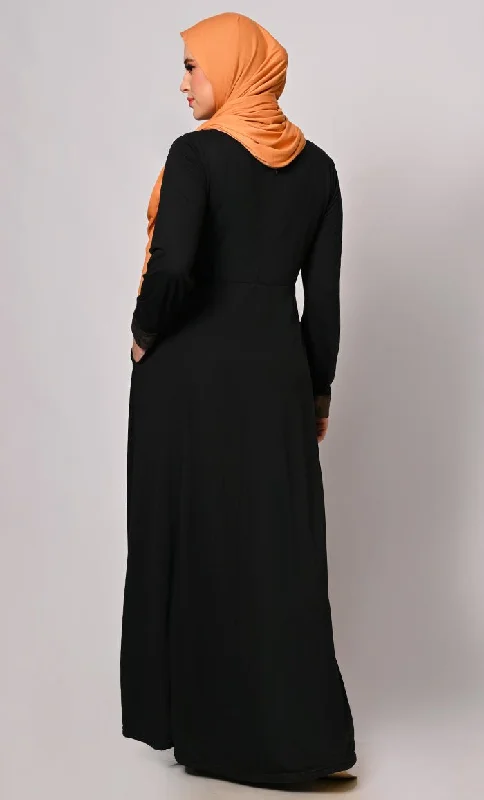 Lurex Enhanced Abaya with Practical Pockets