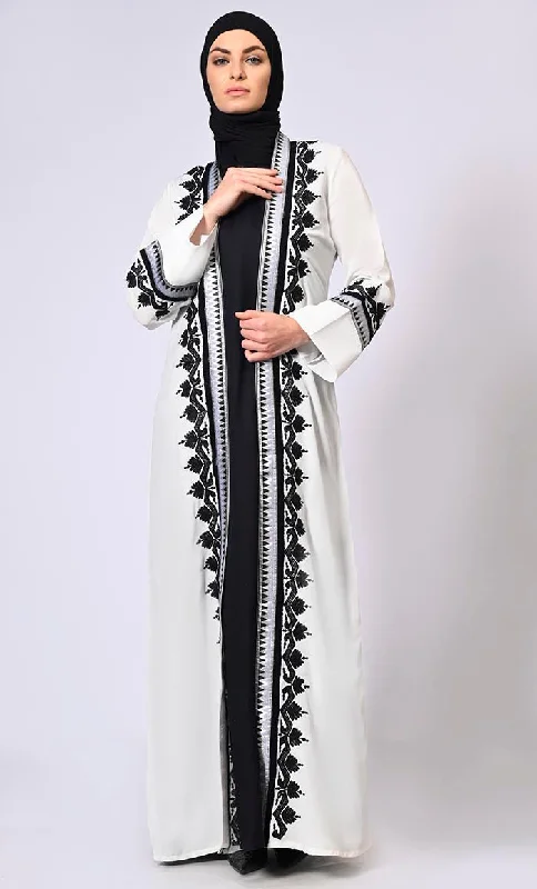 Women's White Intricate Embroidered Shrug