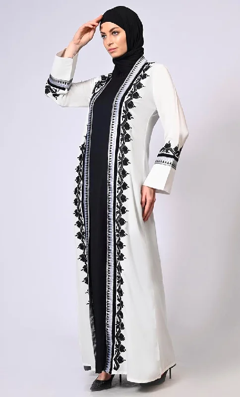 Women's White Intricate Embroidered Shrug