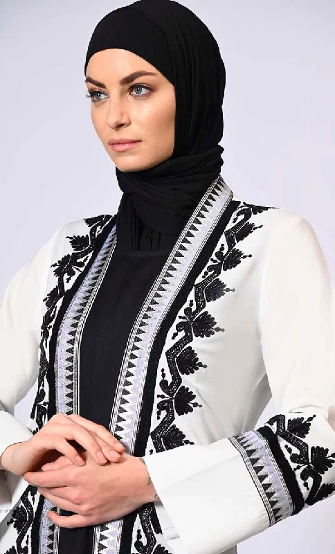 Women's White Intricate Embroidered Shrug