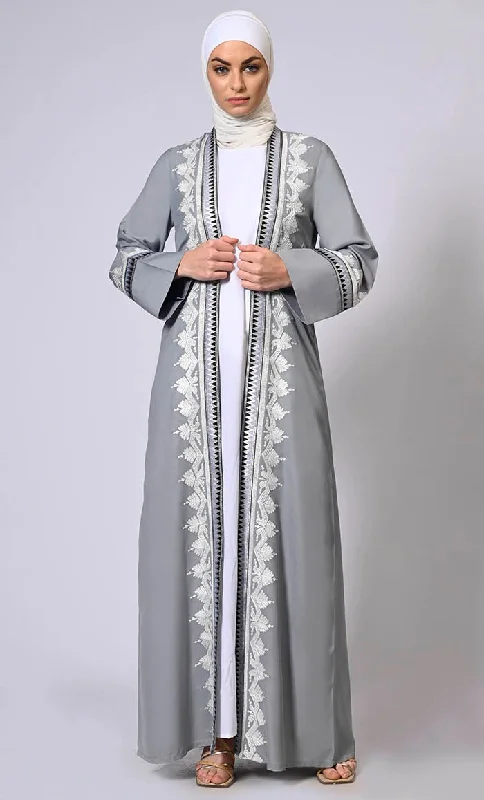 Exquisite Craftsmanship: Women's Grey Intricate Aari Embroidered Shrug