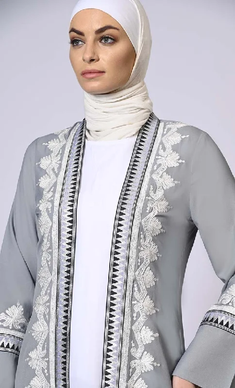 Exquisite Craftsmanship: Women's Grey Intricate Aari Embroidered Shrug