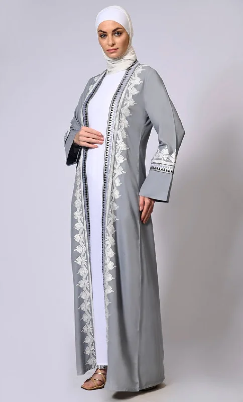 Exquisite Craftsmanship: Women's Grey Intricate Aari Embroidered Shrug