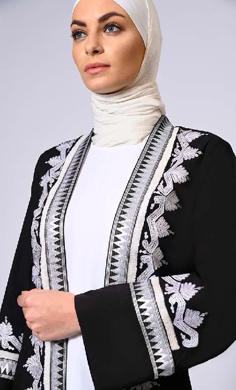 Exquisite Craftsmanship: Women's Black Intricate Aari Embroidered Shrug