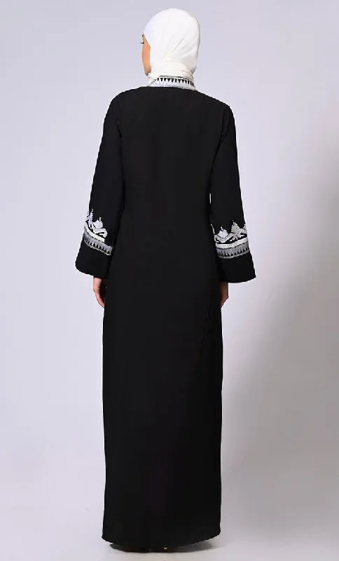 Exquisite Craftsmanship: Women's Black Intricate Aari Embroidered Shrug