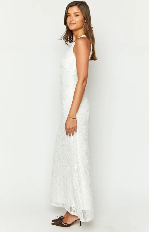 Farida White Lace Maxi Dress