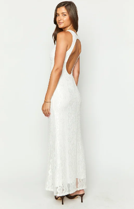 Farida White Lace Maxi Dress