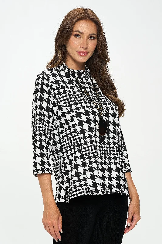 Houndstooth Print Jacket-4086LP-QRP1-W405