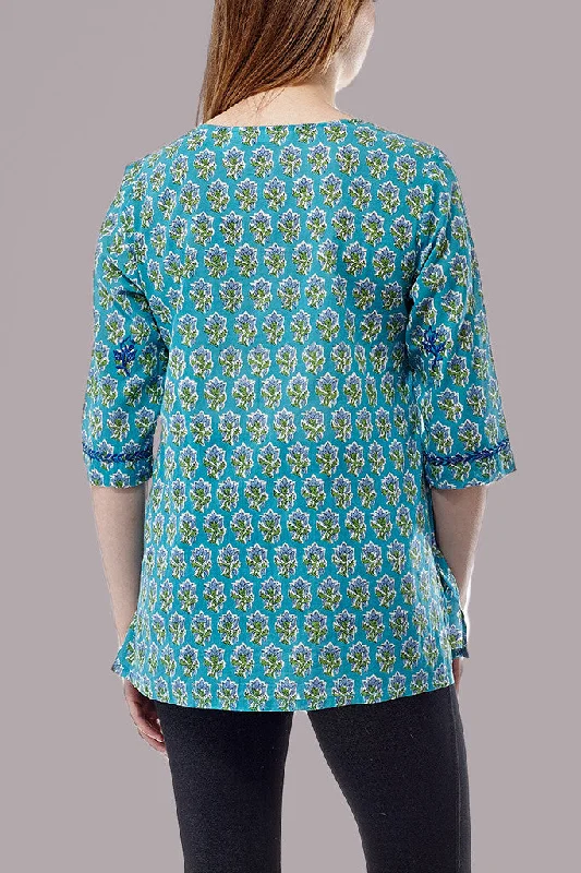 Block Print Tunic With Tonal Embroidery