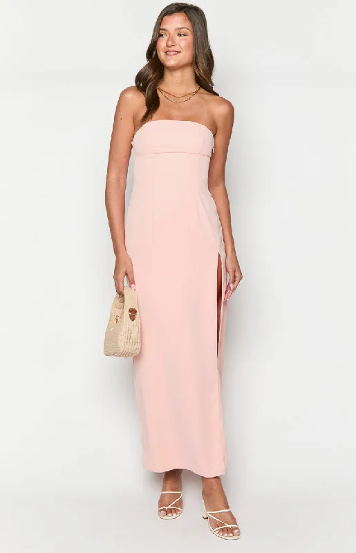 Lenora Pink Strapless Maxi Dress