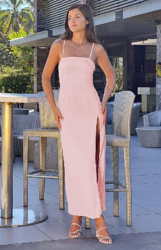 Lenora Pink Strapless Maxi Dress