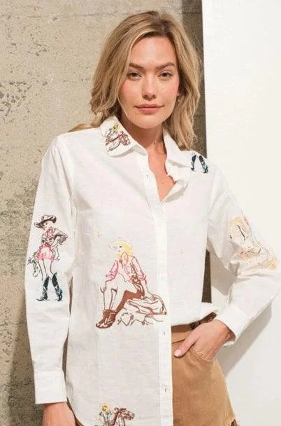 Vintage Cowgirl Embroidered Blouse