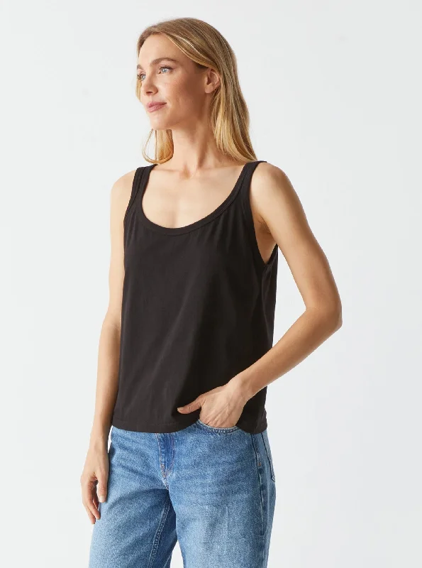 Olympia Scoop Neck Tank - Black